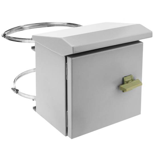 Coffret électrique en métal avec protection IP65 pour fixation au poteau 200 x 200 x 150 mm