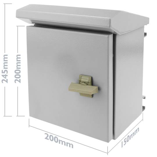 Coffret électrique en métal avec protection IP65 pour fixation au poteau 200 x 200 x 150 mm