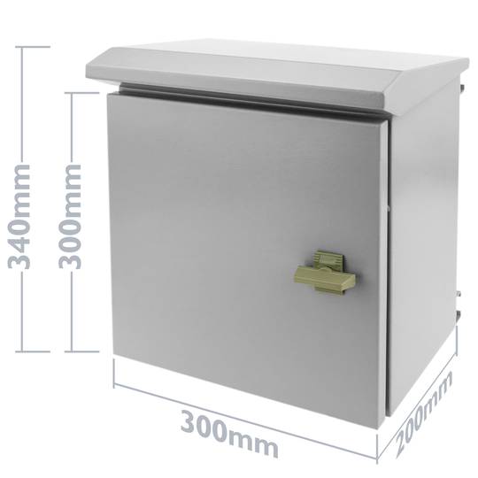 Scatola di distribuzione elettrica in metallo con grado di protezione IP65 per fissaggio a palo 300 x 300 x 200 mm