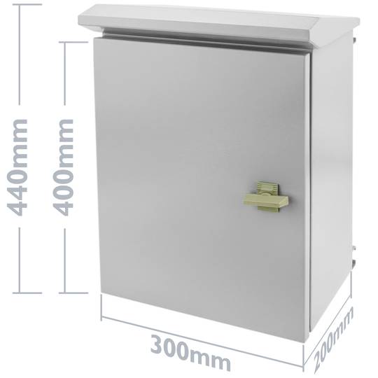 Caixa de distribuição elétrica de metal com proteção IP65 para fixação ao poste 300 x 400 x 200 mm