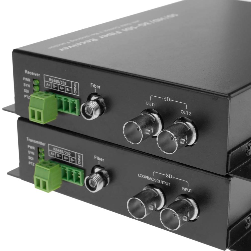 Transmissor 1 canal HD-SDI RS485 fibra óptica 20Km FC