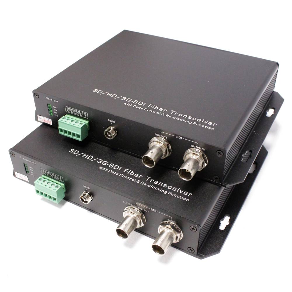 Nadajnik 1 kanał SD-SDI HD-SDI 3G-SDI RS485 światłowodem 40 km FC SMPTE424M SMPTE292M SMPTE2