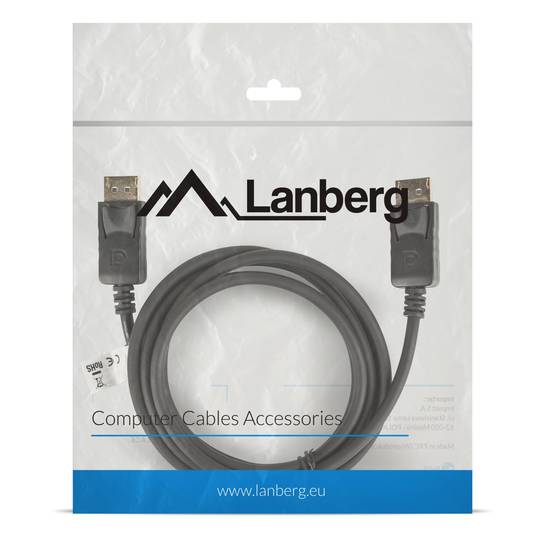Lanberg Câble DisplayPort 1.2 mâle vers DisplayPort 1.2 mâle 1.8m 4k noir CA-DPDP-10CC-0018-BK