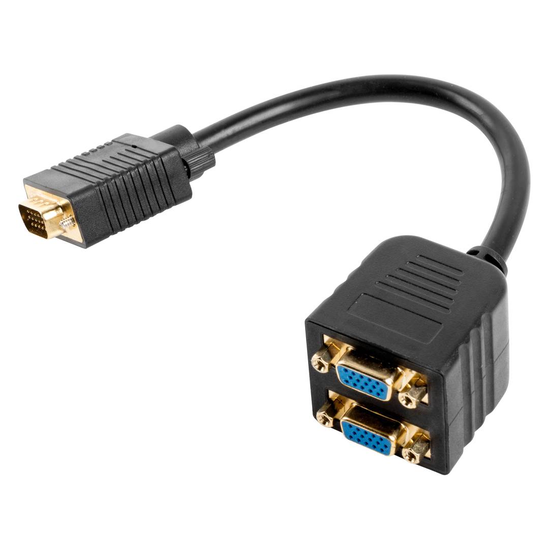 Adapter Lanberg VGA-Stecker auf 2x VGA-Buchse 20 cm schwarz AD-0020-BK