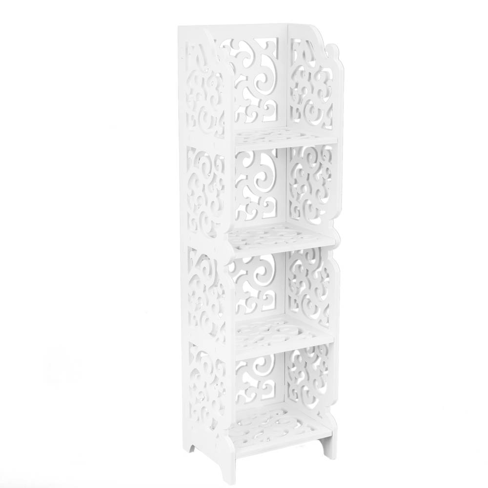 Wood Plastic Shelf With 4 Shelves White, 4 Tier Plastic Shelving