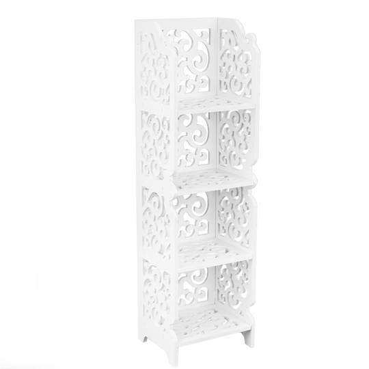 Estantería de madera-plástico Librería decorativa de 4 blanca 24x20x85cm - Cablematic