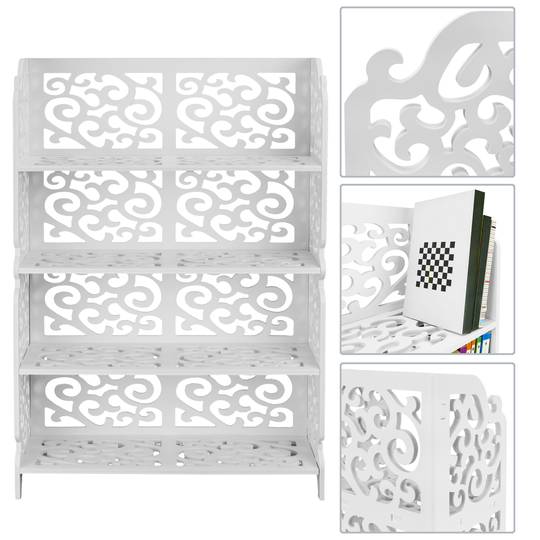 Holz-Kunststoff Regal Stehregal Standregal Steckregal Bücherregal mit 4 Regalen weiss 59x20x85cm
