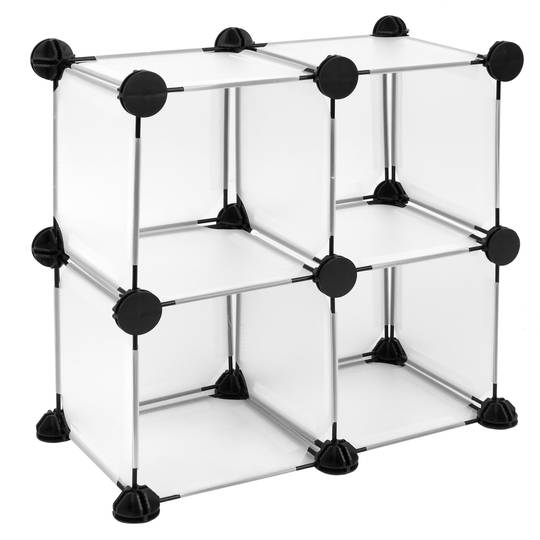 Modular shelving closet storage organizing 4 plastic cube 17x17cm white