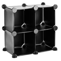 Armário organizador modular Prateleiras do 4 cubos 17x17cm de plástico preto