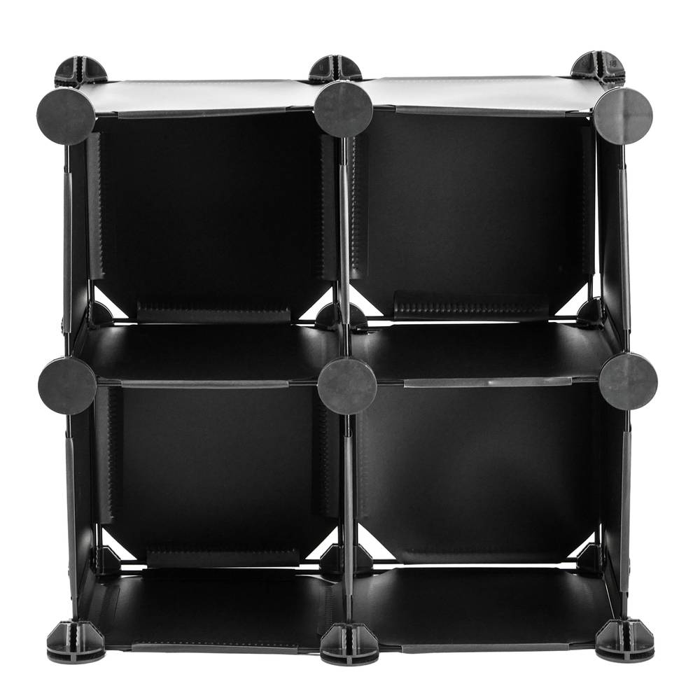 Modular shelving closet storage organizing 4 plastic cube 17x17cm black