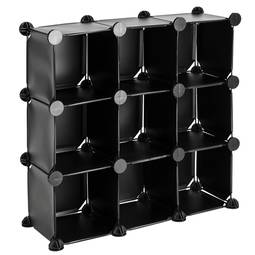 Armário organizador modular Prateleiras do 9 cubos 17x17cm de plástico preto