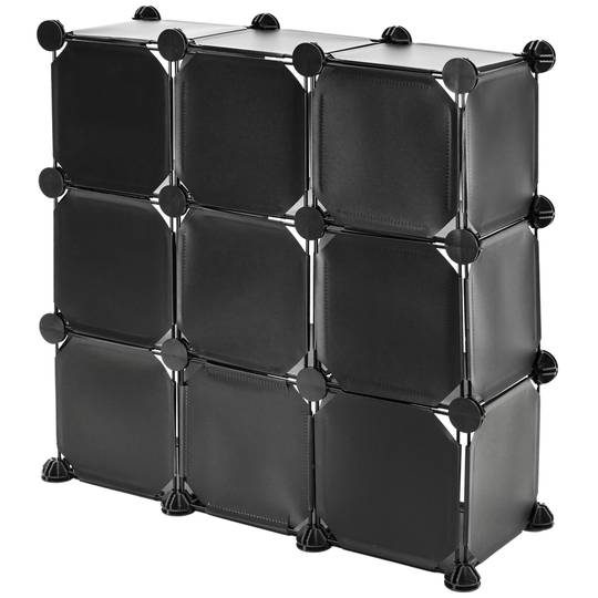 Schuhschrank Stufenregal Modular Garderobenschrank 9-Kubus 17x17cm schwarz