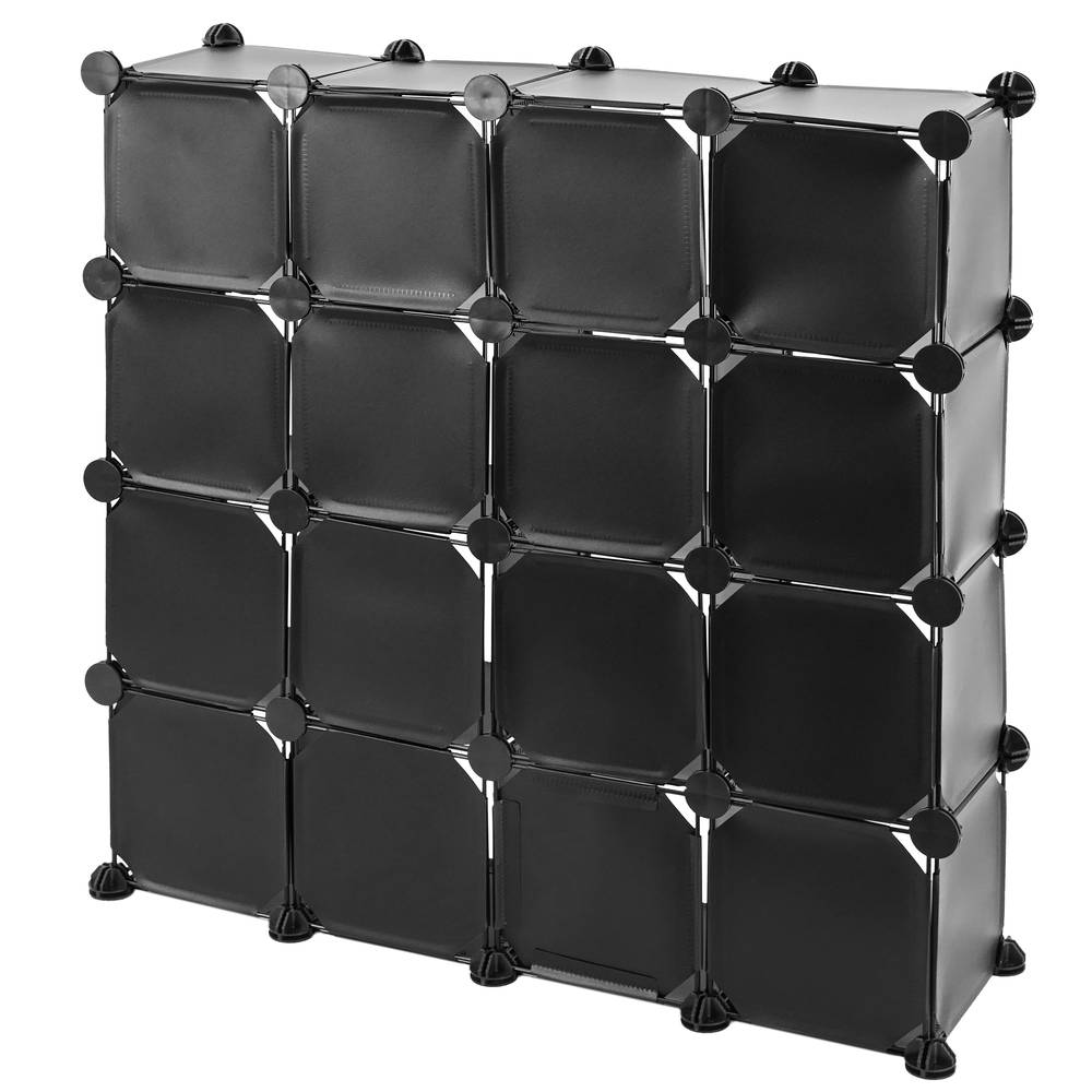 Armário organizador modular Prateleiras do 16 cubos 17x17cm de plástico preto