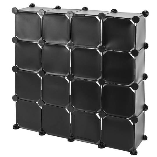 Armario organizador modular Estanterías de 16 cubos de 17x17cm plástico negro