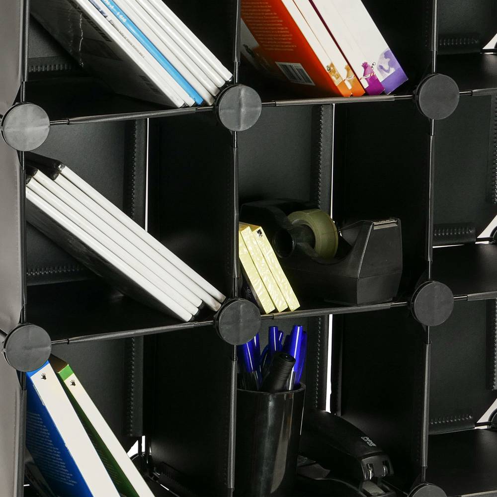Armário organizador modular Prateleiras do 16 cubos 17x17cm de plástico preto