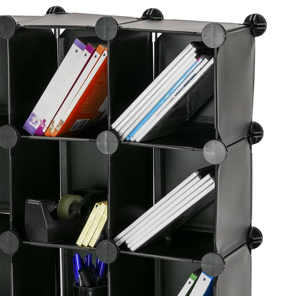 Armário organizador modular Prateleiras do 16 cubos 17x17cm de plástico preto
