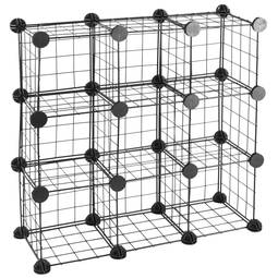 Armadio guardaroba scaffale modulare di 9 cubi 17x17cm metallo bianco