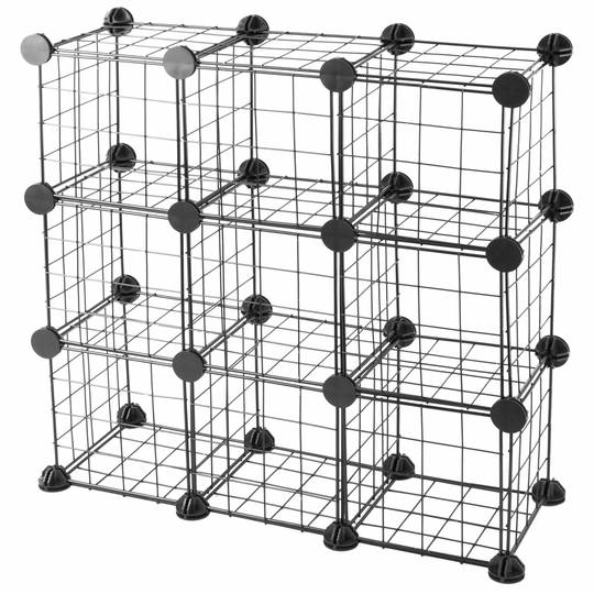 Modular shelving closet storage organizing 9 metal cube 17x17cm black