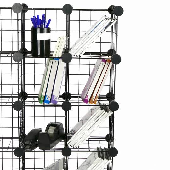 Modular shelving closet storage organizing 9 metal cube 17x17cm black