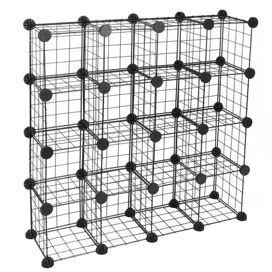 Armadio guardaroba scaffale modulare di 16 cubi 17x17cm metallo bianco