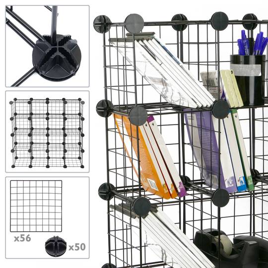 Armadio guardaroba scaffale modulare di 16 cubi 17x17cm metallo bianco