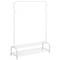 Multifunctional white metal coat rack with hanger and 2 low shelves