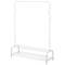 Multifunctional white metal coat rack with hanger and 2 low shelves
