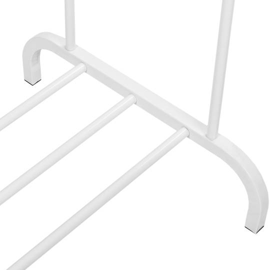 Appendiabiti in metallo bianco multifunzionale con doppia barra e ripiano basso