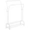 Perchero metálico blanco multifuncional con doble colgador y 2 estantes bajos