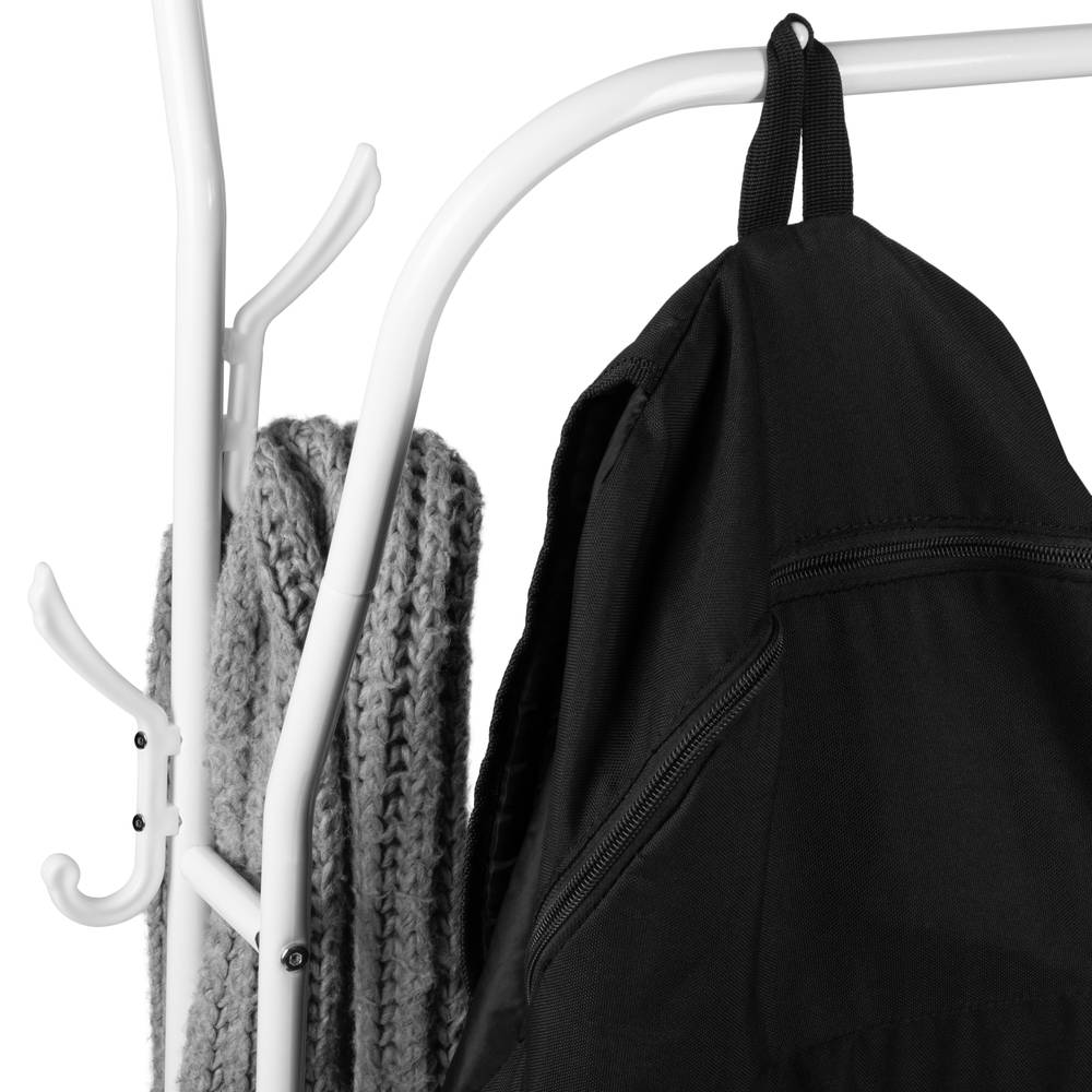 Multifunctional white metal coat rack with double hanger and 2 low