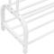 Perchero metálico blanco multifuncional con doble colgador y 2 estantes bajos
