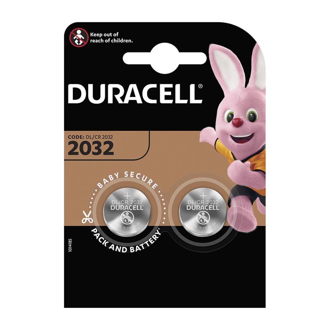 Pack of 2 units lithium button cell 3V 20x3.2mm CR2032 from Duracell