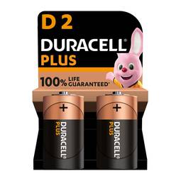 Pacote de 2 unidades de bateria alcalina Plus Power D 1.5V 34.2x61.5mm LR20 da Duracell