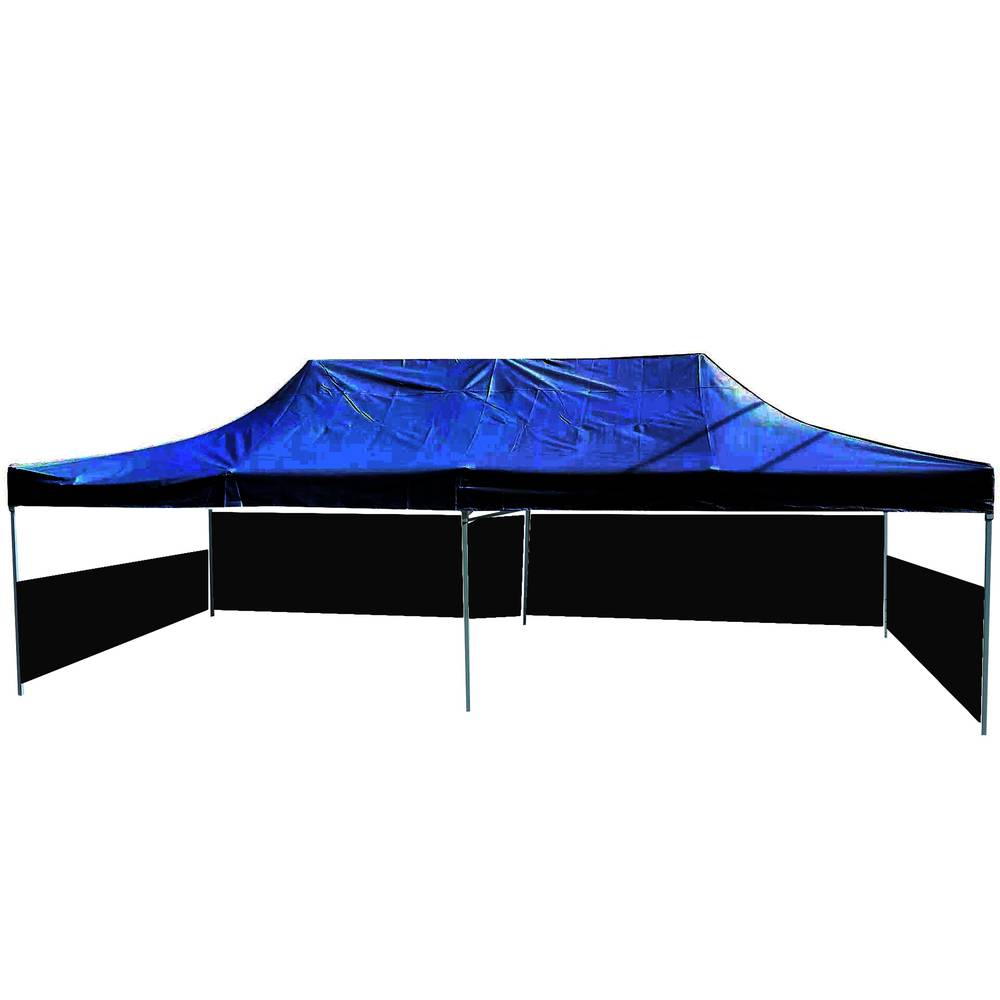 Carpa plegable 300x600cm tienda negra con telas laterales