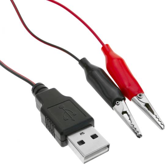 muelle Bronceado autopista Power cable 5V USB type A male to 1m crocodile clips - Cablematic