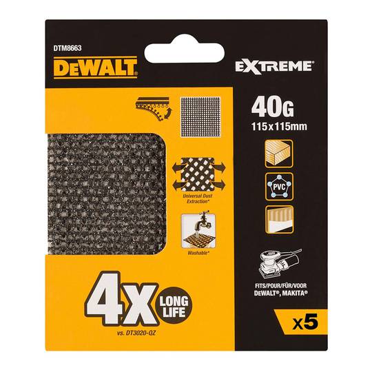 Pacote com 5 lixas de malha 1/4 Grão 40 para lixadeiras orbitais DeWalt DTM8663-QZ