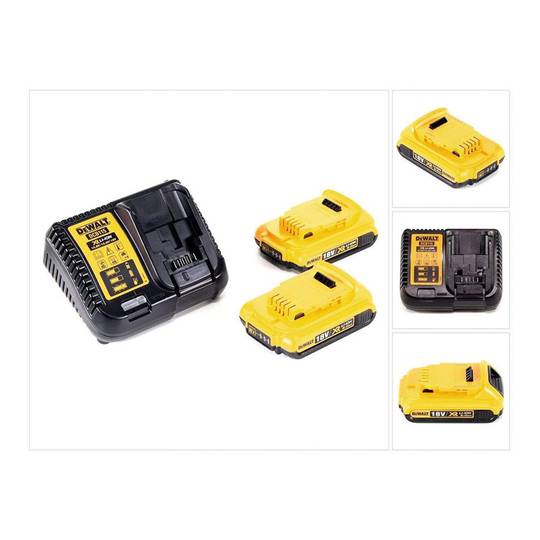 Kit of 2 XR 18V Li-Ion 2Ah rail batteries and DeWalt DCB115D2-QW charger