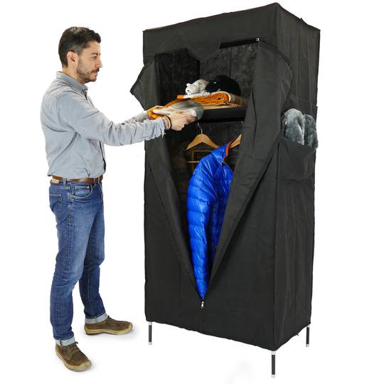 Armadio guardaroba in acciaio tessuto 70 x 45 x 155 cm nero