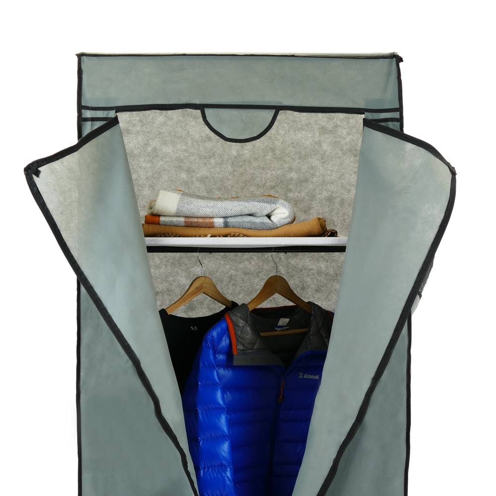 Armario ropero guardarropa de tela desmontable 70 x 45 x 155 cm gris -  Cablematic
