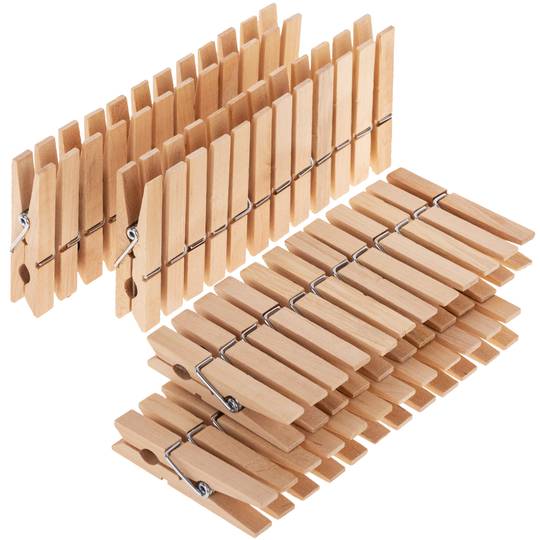 Pack de 48 unidades pinza de madera para colgar ropa 7 cm