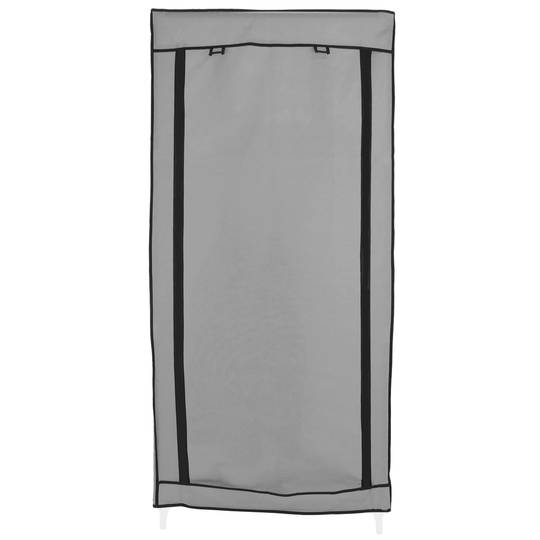 Fabric wardrobe for clothes storage and organiser 70 x 45 x 155 cm gray with roll-up door
