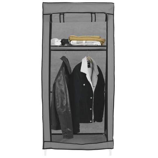 Armario ropero guardarropa de tela desmontable 70 x 45 x 155 cm gris con puerta