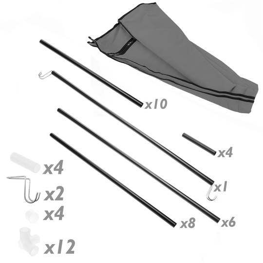 Fabric wardrobe for clothes storage and organiser 70 x 45 x 155 cm gray with roll-up door