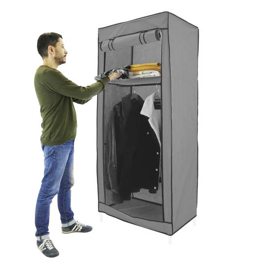Metal Locker Storage Cabinet,55 inch Steel Retro Wardrobe,4 Doors Lockable with Shelf ,Adjustable Legs Organizer Locker, Gray