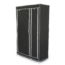 Garderobe Stoffschrank Faltschrank Kleiderschrank 110 x 45 x 175 cm schwarz Doppel mit Rolltoren