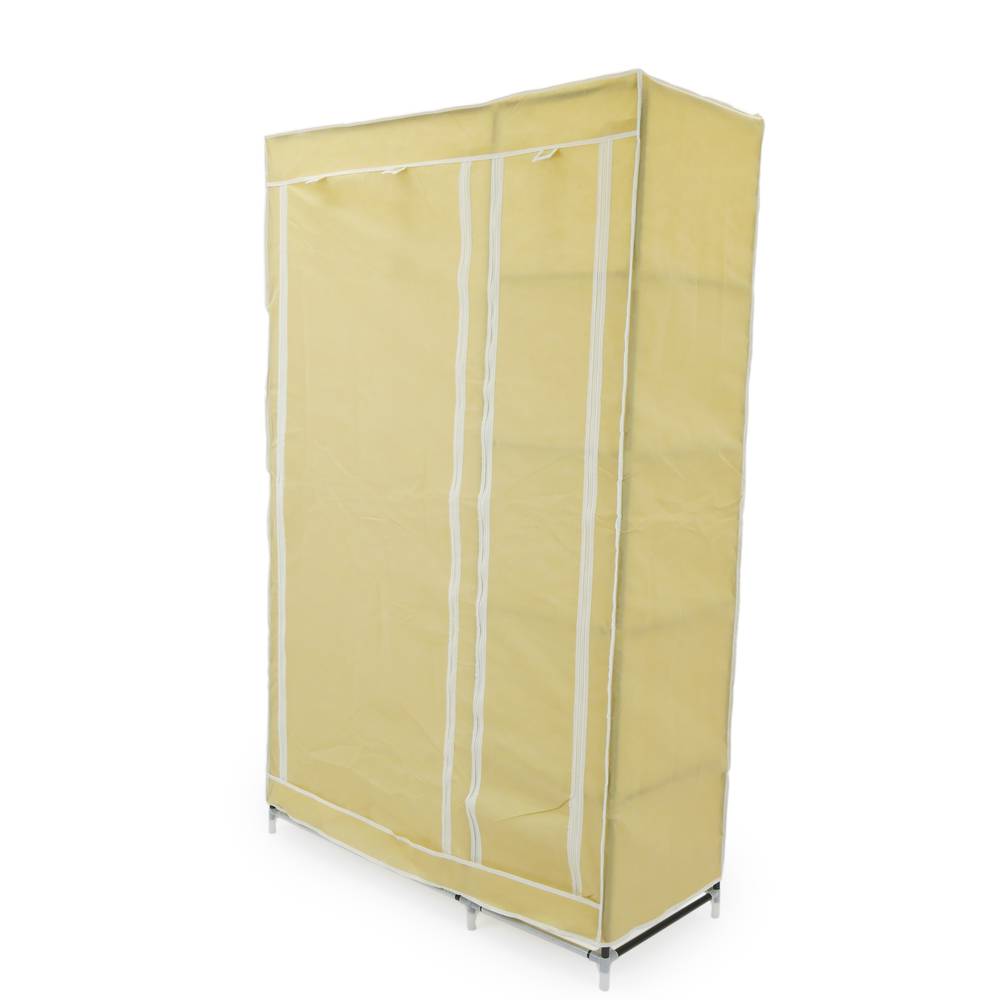 Kledingkast kast kast verwijderbare stof 110 x 45 x 175 cm dubbel beige met roldeuren
