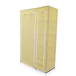 Garderobe Stoffschrank Faltschrank Kleiderschrank 110 x 45 x 175 cm beige Doppel mit Rolltoren