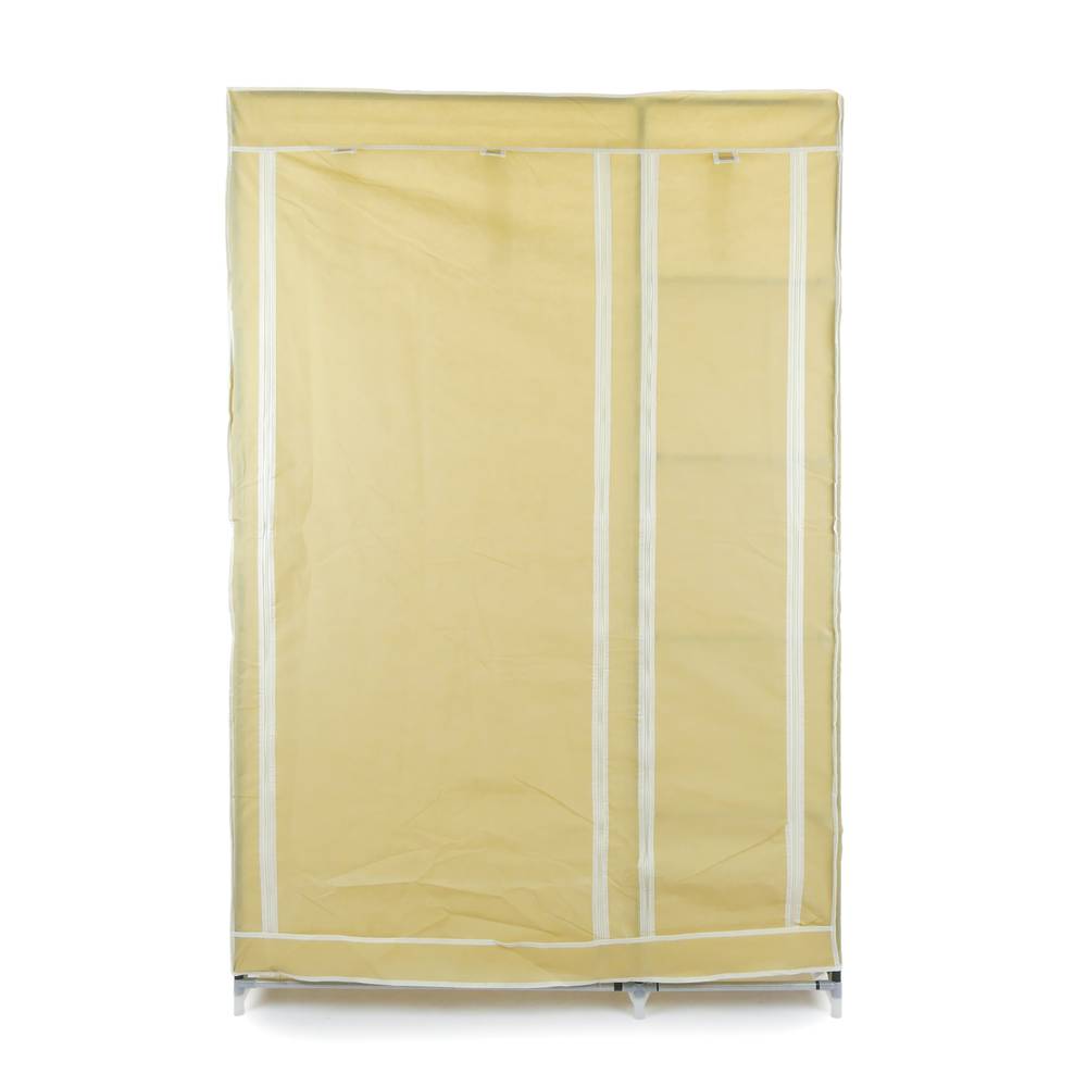 Kledingkast kast kast verwijderbare stof 110 x 45 x 175 cm dubbel beige met roldeuren