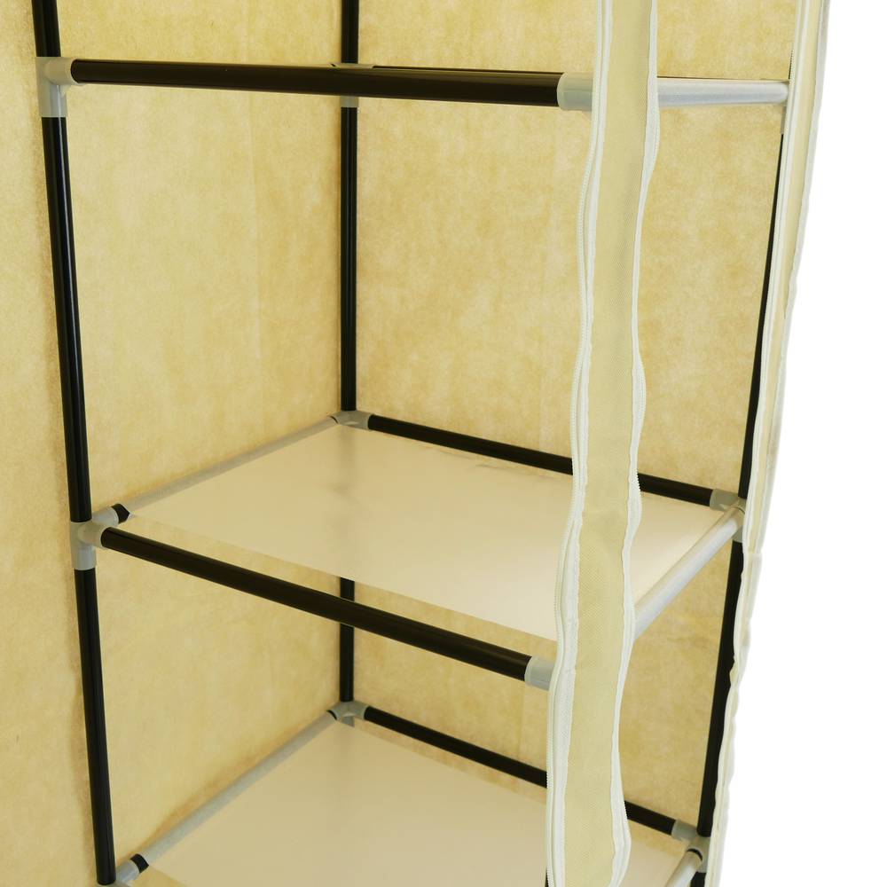 Kledingkast kast kast verwijderbare stof 110 x 45 x 175 cm dubbel beige met roldeuren