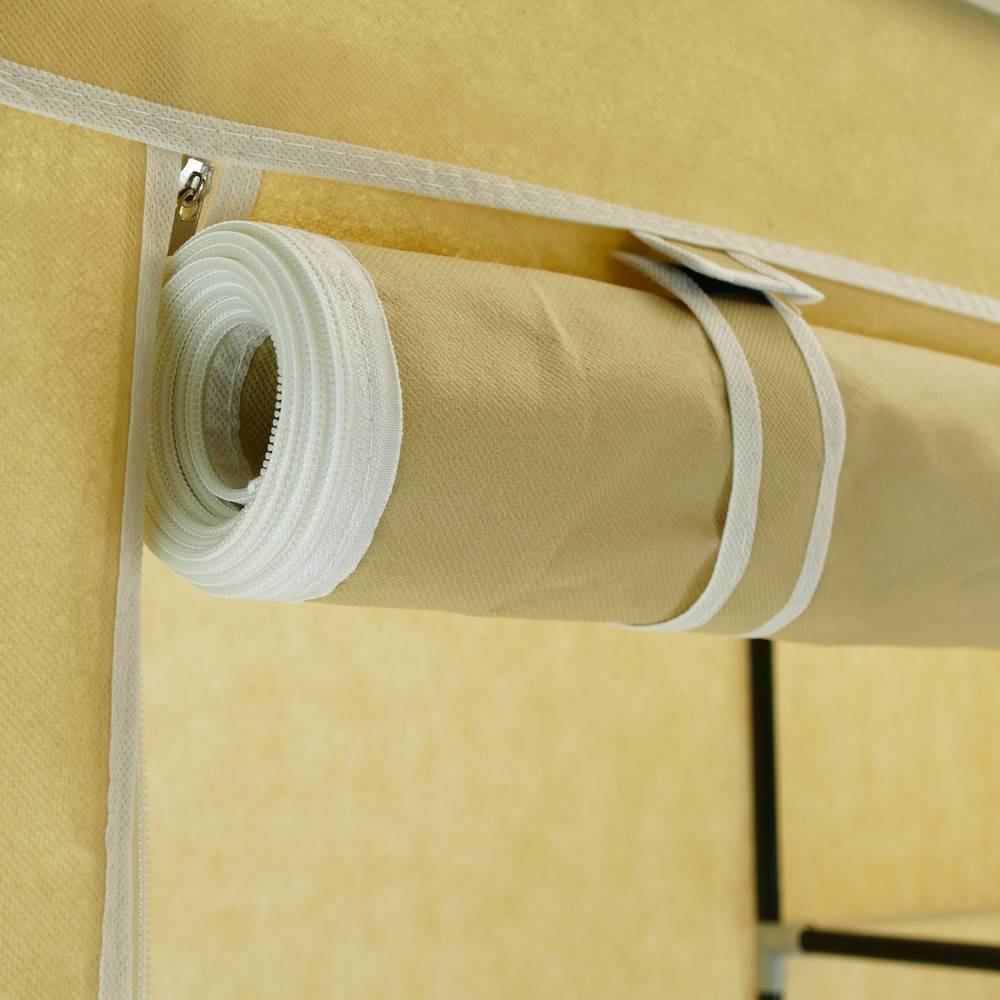 Kledingkast kast kast verwijderbare stof 110 x 45 x 175 cm dubbel beige met roldeuren